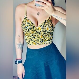 Crystal beaded rhinestone crop top